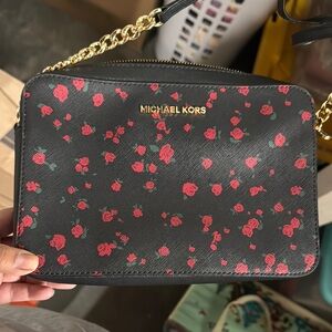 Michael Kors Black Floral Crossbody Bag